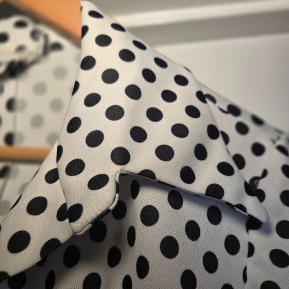 Dresses & Skirts - Vintage Hopewell Black & White Polka Dot Dress 70s Mod Long Sleeve A-Line